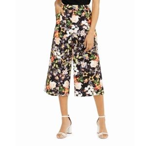 INC Regal Blossom Floral Cropped Wide Leg Pants, Size 12